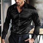Satin Shirt - Men's Shiny Long Sleeve Button-Up Non Iron Shirt-Shirts & Tops-Chaps of London-Chaps of London