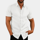 Short Sleeve Shirt | Button-Up | Collared | Short Sleeve Dress Shirt | Men's Shirt-Men Summer Shirt-Chaps of London-White-S-Chaps of London