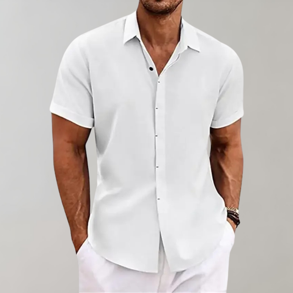 Short Sleeve Shirt - Button-Up - Summer - Polo Shirt - Men's Shirt-Chaps of London-White-S-Chaps of London
