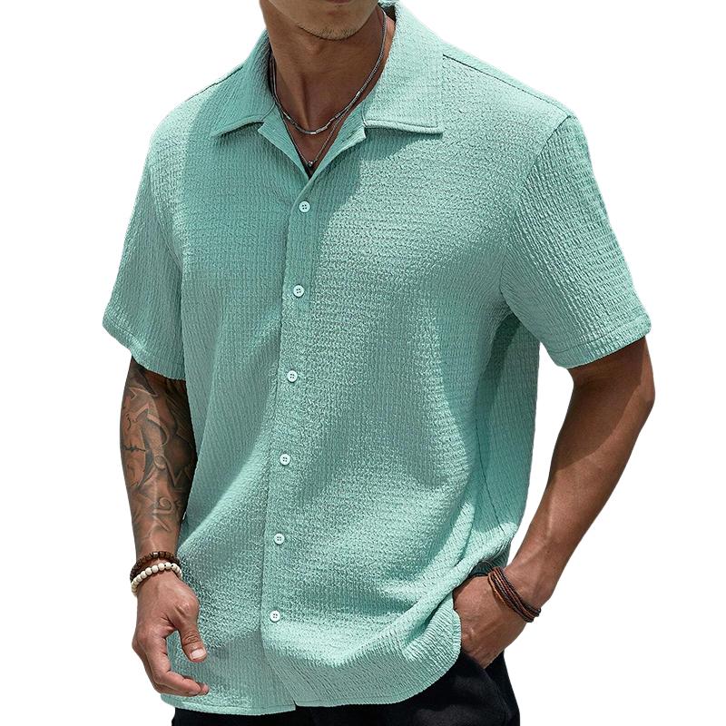 Short Sleeve Shirt | Casual | Loose Fit | Button-Up Shirt | Men's Shirts-Chaps of London-Green-S-Chaps of London