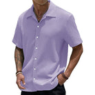 Short Sleeve Shirt | Casual | Loose Fit | Button-Up Shirt | Men's Shirts-Chaps of London-Purple-S-Chaps of London