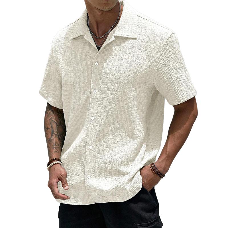 Short Sleeve Shirt | Casual | Loose Fit | Button-Up Shirt | Men's Shirts-Chaps of London-White-S-Chaps of London