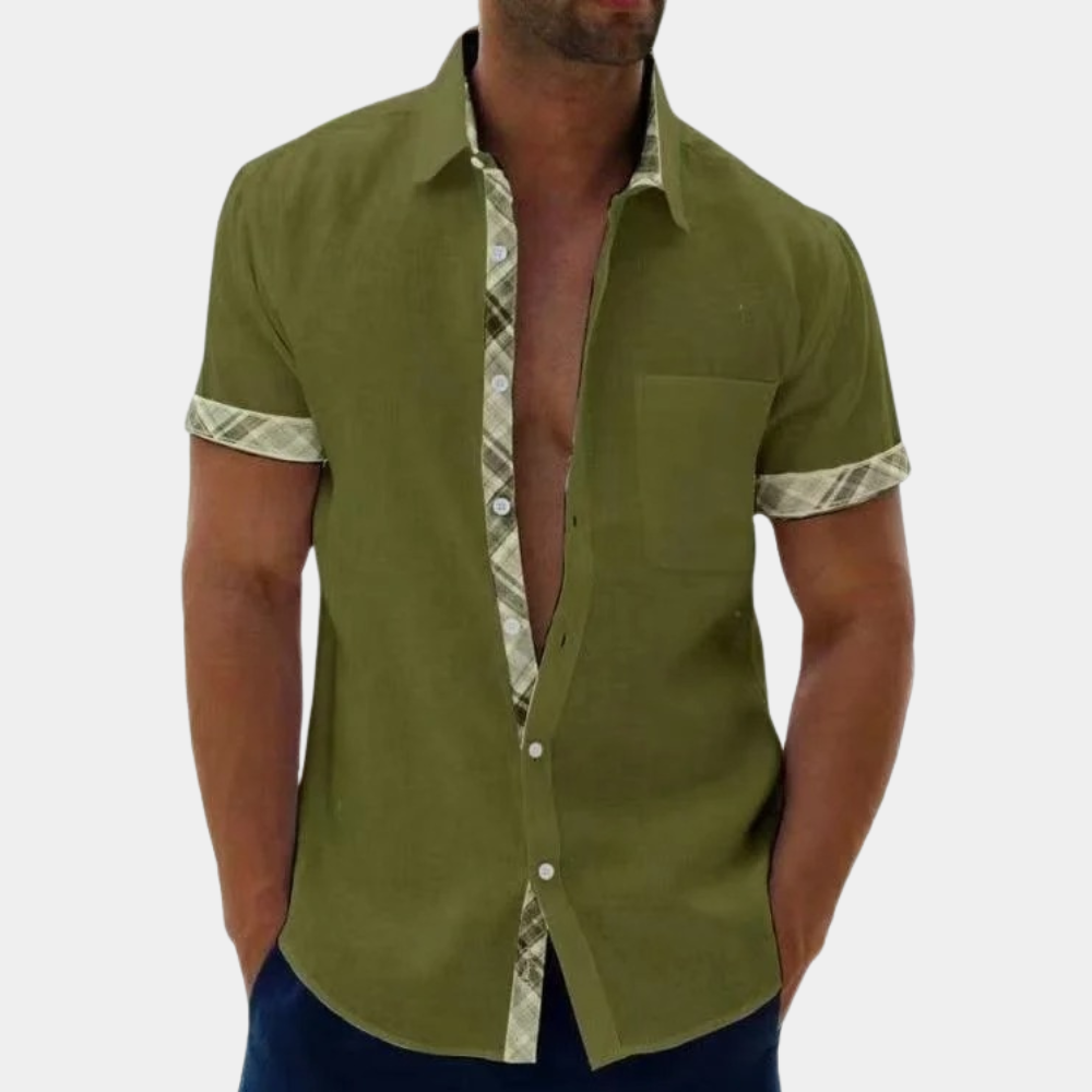 Short Sleeve Shirt | Collared | Summer | Button-Up Shirt | Men's Shirts-Men Summer Shirt-Chaps of London-Green-S-Chaps of London