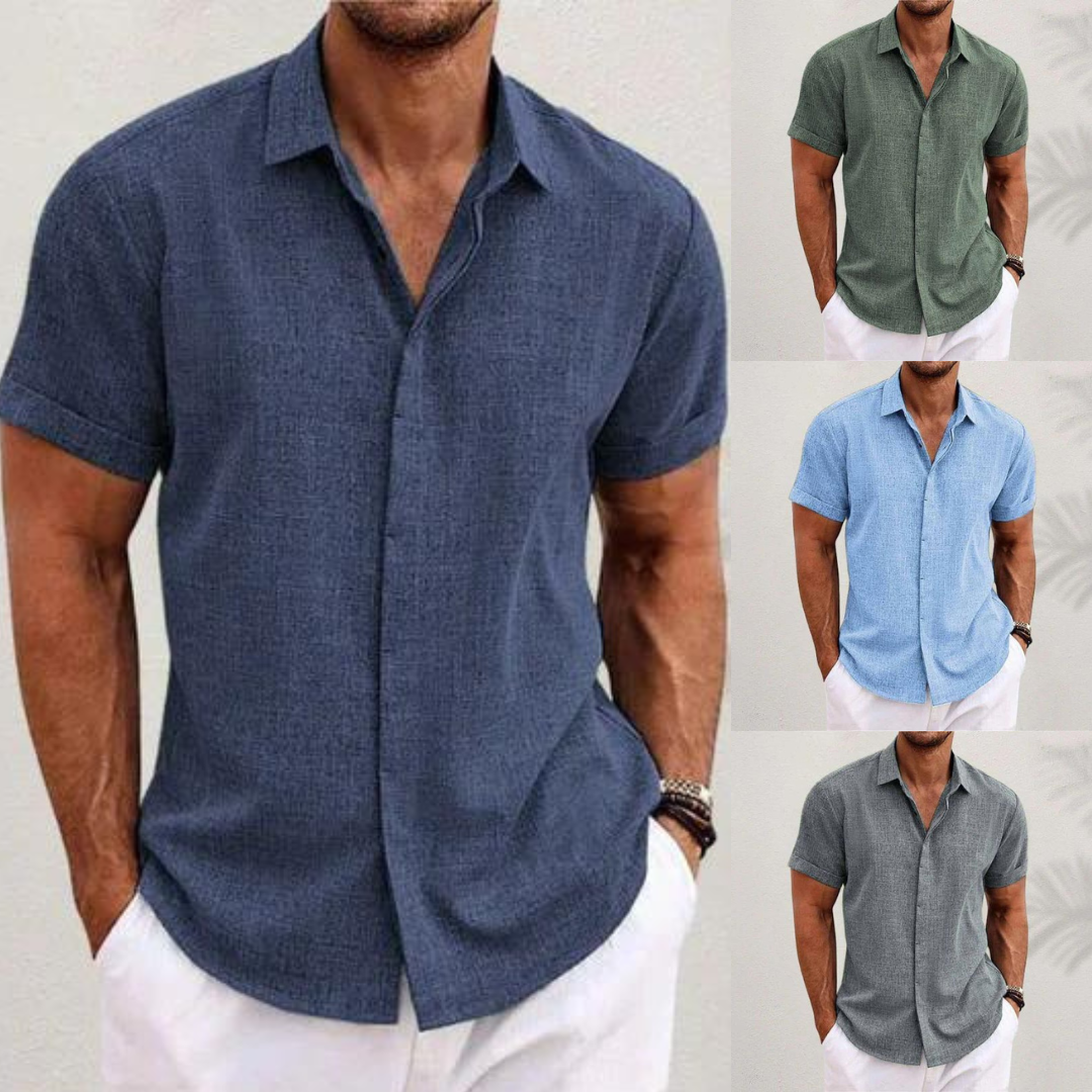 Short Sleeve Shirt - Lightweight - Collared - Button-Up Shirt - Men's Clothing-Men Shirt-Chaps of London-Chaps of London