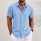 Short Sleeve Shirt - Lightweight - Collared - Button-Up Shirt - Men's Clothing-Men Shirt-Chaps of London-Light Blue-S-Chaps of London