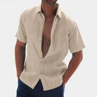 Short Sleeve Shirt - Men's Collared Button-Up Shirt for Summer-Blouses_M-Chaps of London-Khaki-S-Chaps of London