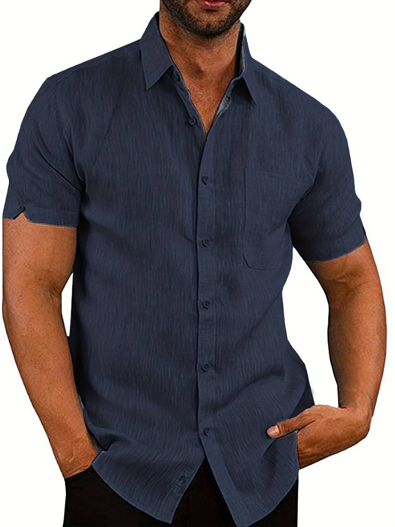Short Sleeve Shirt - Men's Lightweight Collared Button-Up Shirt-Shirt-Chaps of London-Chaps of London