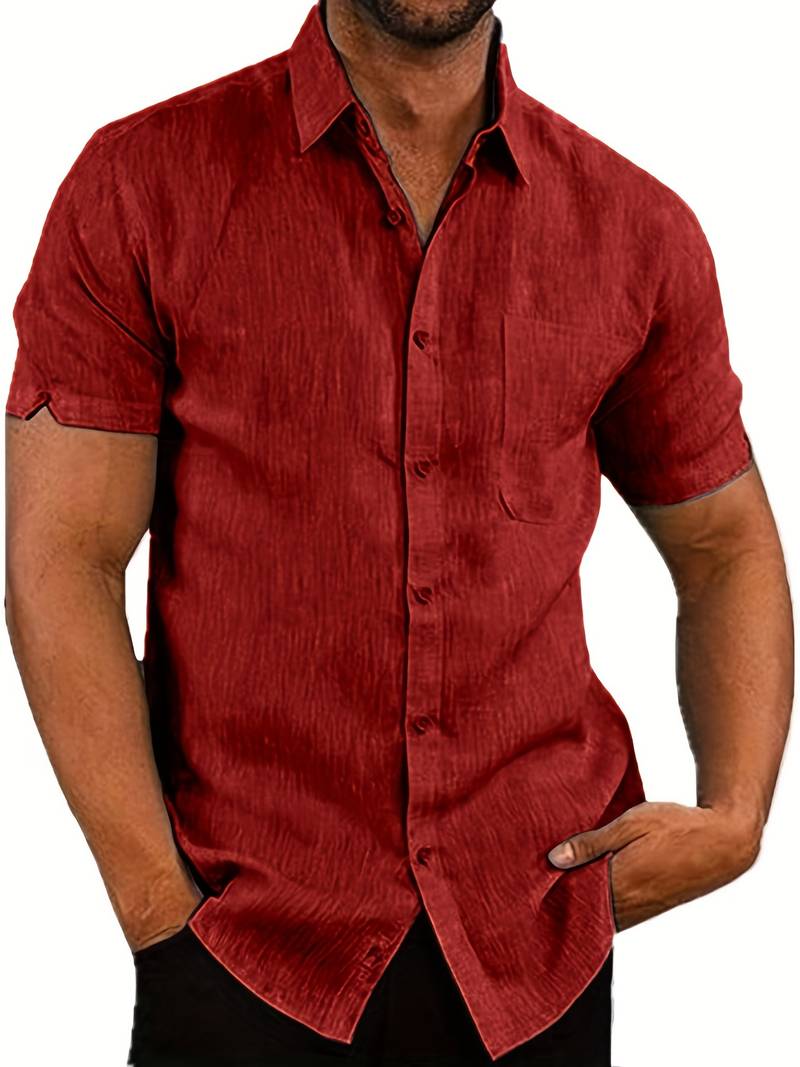 Short Sleeve Shirt - Men's Lightweight Collared Button-Up Shirt-Shirt-Chaps of London-Chaps of London