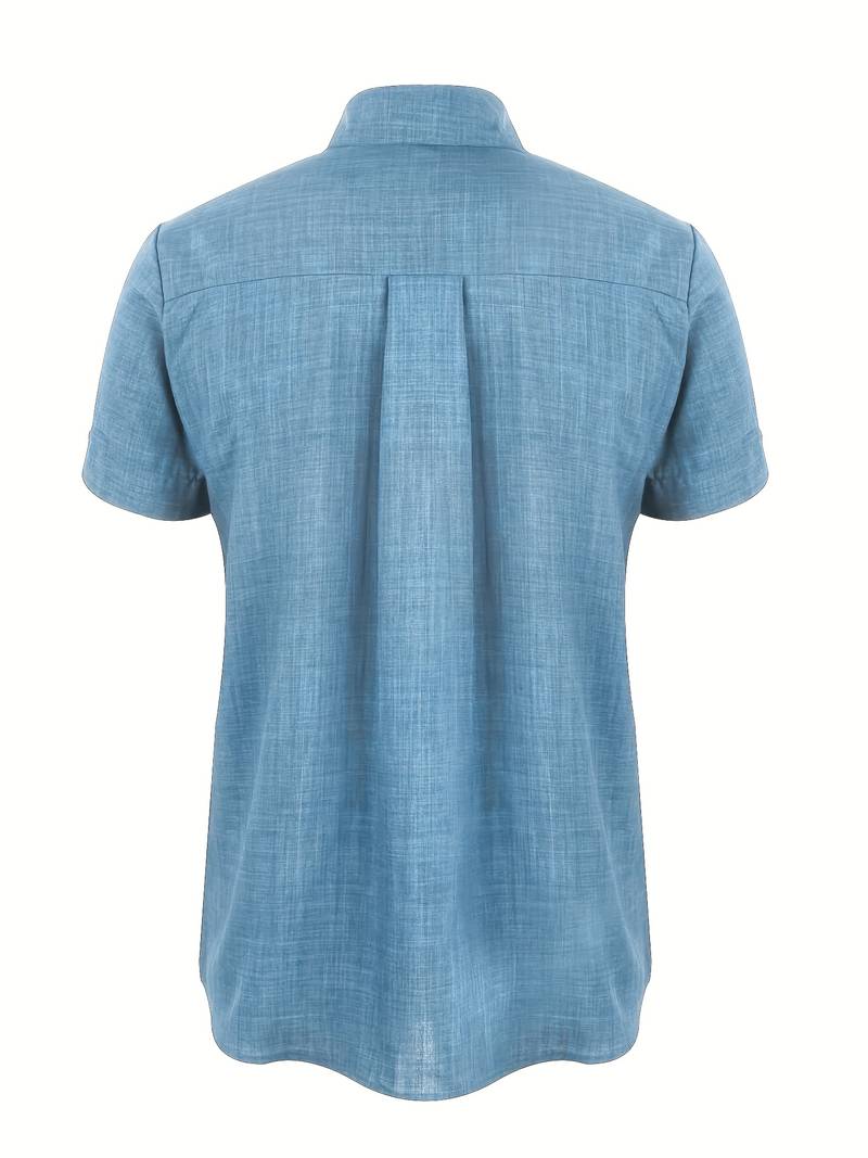 Short Sleeve Shirt - Men's Lightweight Collared Button-Up Shirt-Shirt-Chaps of London-Chaps of London