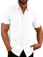 Short Sleeve Shirt - Men's Lightweight Collared Button-Up Shirt-Shirt-Chaps of London-White-XS-Chaps of London