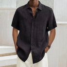 Short Sleeve Shirt - Men's Lightweight Loose Fit Button-Up Shirt for Summer-Fashion Men Shirt Camp Summer-Chaps of London-Black-S-Chaps of London