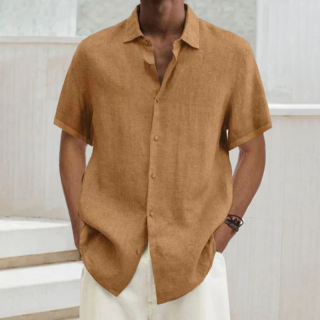 Short Sleeve Shirt - Men's Lightweight Loose Fit Button-Up Shirt for Summer-Fashion Men Shirt Camp Summer-Chaps of London-Khaki-S-Chaps of London
