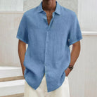 Short Sleeve Shirt - Men's Lightweight Loose Fit Button-Up Shirt for Summer-Fashion Men Shirt Camp Summer-Chaps of London-Light Blue-S-Chaps of London