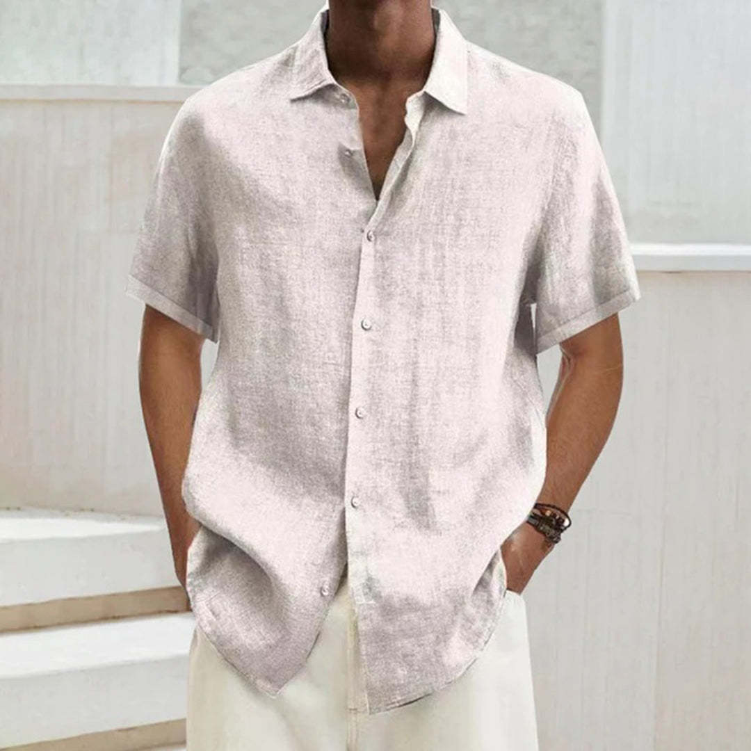 Short Sleeve Shirt - Men's Lightweight Loose Fit Button-Up Shirt for Summer-Fashion Men Shirt Camp Summer-Chaps of London-White-S-Chaps of London