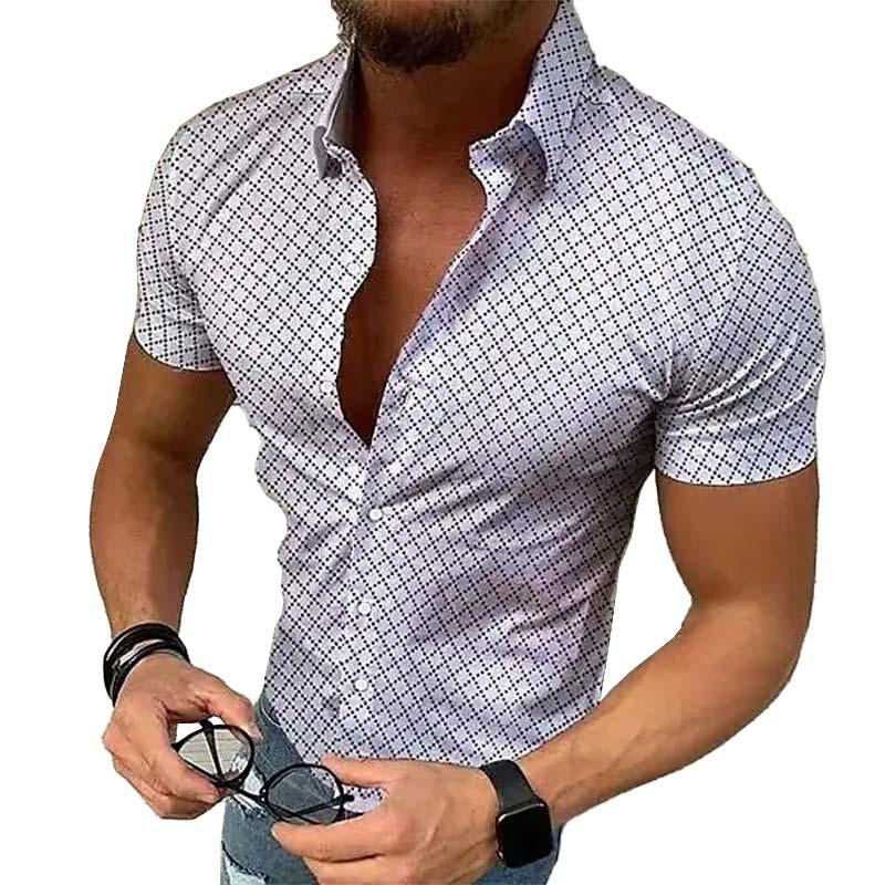 Short Sleeve Shirt - Pattern - Slim Fit - Button-Up Shirt - Men's Shirts-Men's Short Sleeve Shirt-Chaps Herrenmode-Chaps of London