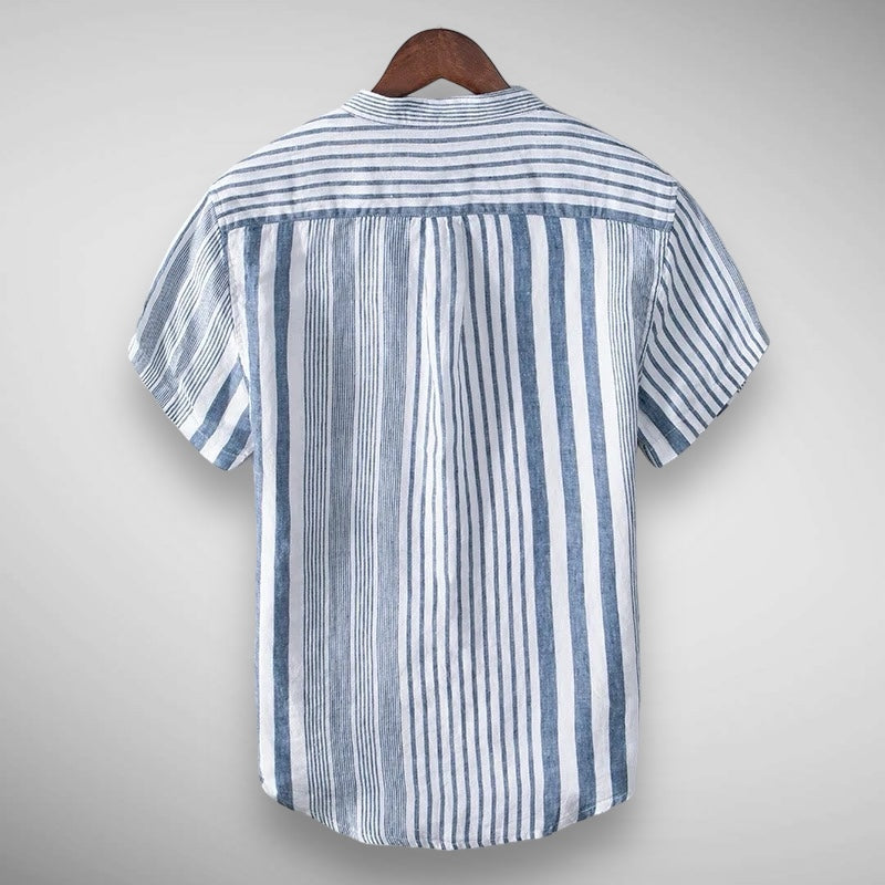 Short Sleeve Shirt | Striped | Linen | Button-Up Shirt | Men's Shirts-Chaps of London-Chaps of London