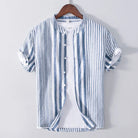 Short Sleeve Shirt | Striped | Linen | Button-Up Shirt | Men's Shirts-Chaps of London-Chaps of London