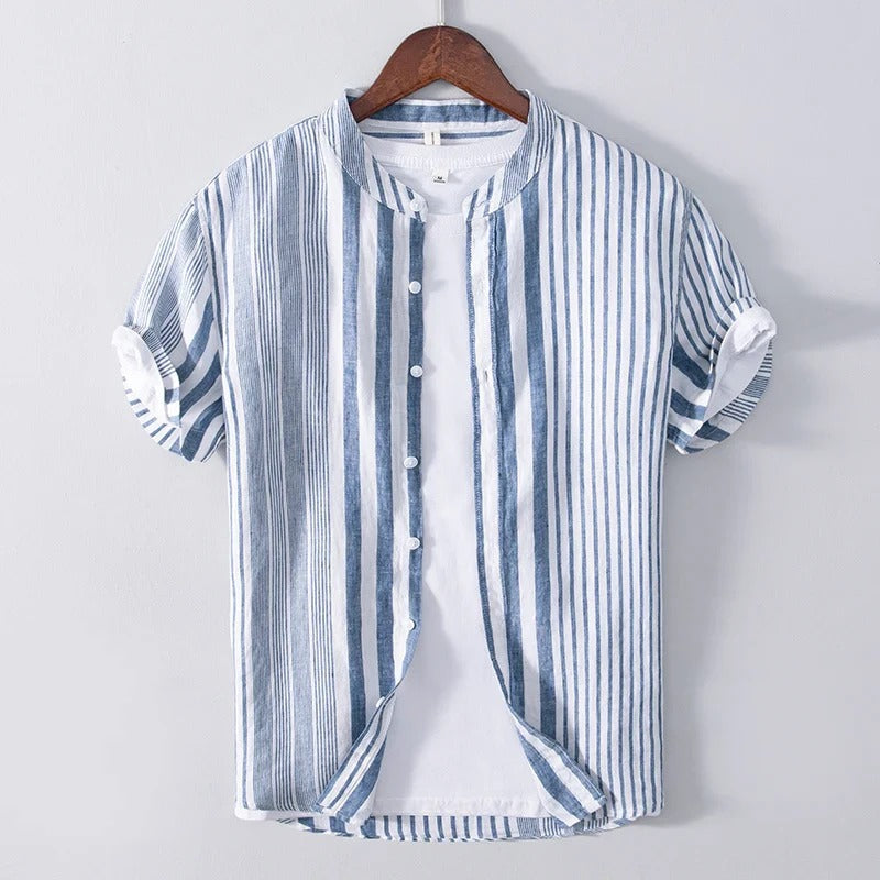 Short Sleeve Shirt | Striped | Linen | Button-Up Shirt | Men's Shirts-Chaps of London-Chaps of London