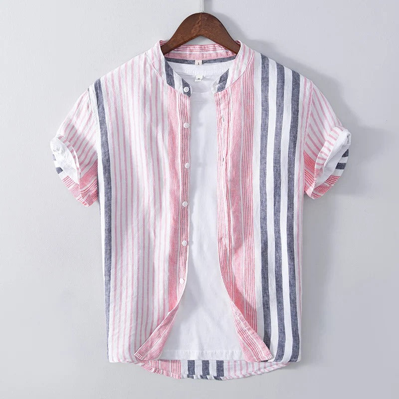 Short Sleeve Shirt | Striped | Linen | Button-Up Shirt | Men's Shirts-Chaps of London-Chaps of London