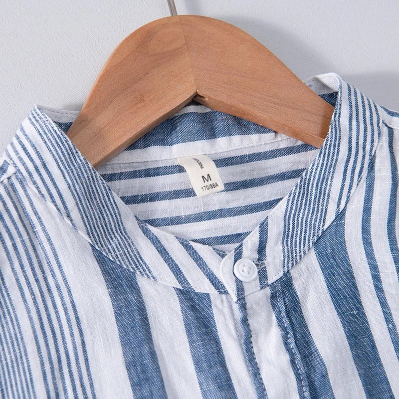 Short Sleeve Shirt | Striped | Linen | Button-Up Shirt | Men's Shirts-Chaps of London-Chaps of London