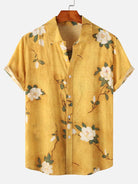 Short Sleeve Shirt - Turn Down Collar - Floral - Button-Up Shirt - Men's Shirts-Shirts-Chaps of London-Yellow-S-Chaps of London