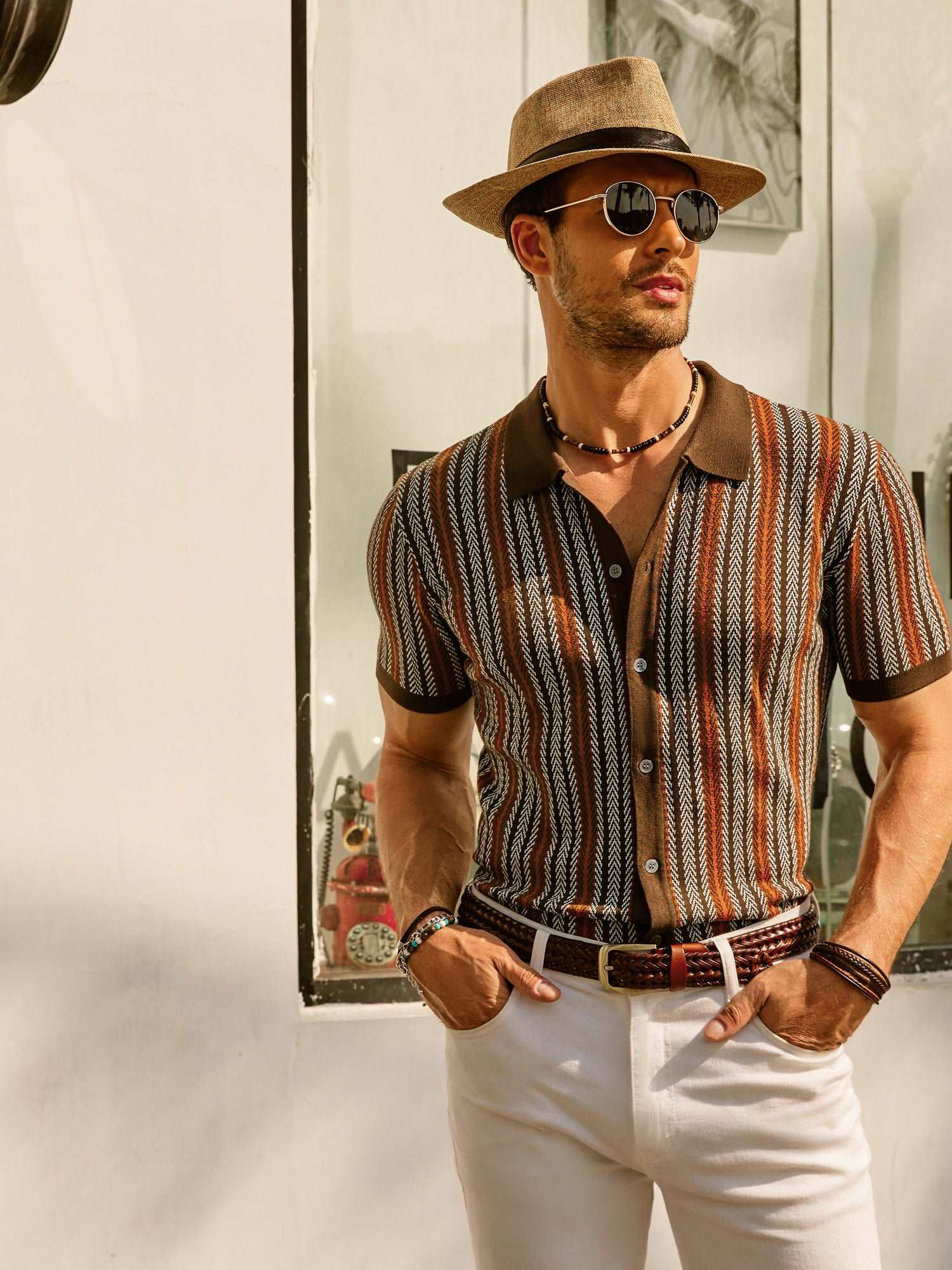 Short Sleeve Shirt | Vintage | Striped | Collared Shirt | Men's Shirts-Chaps of London-Chaps of London