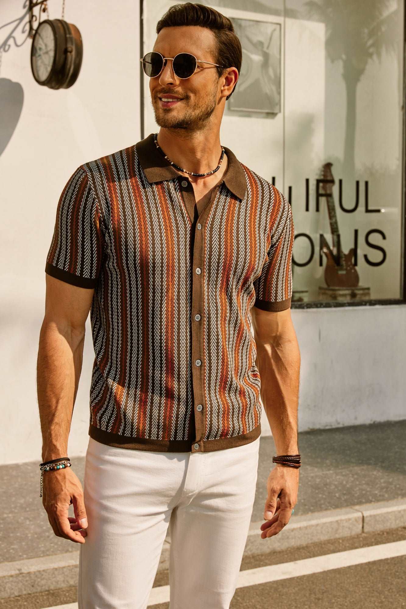 Short Sleeve Shirt | Vintage | Striped | Collared Shirt | Men's Shirts-Chaps of London-Chaps of London