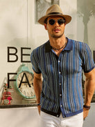 Short Sleeve Shirt | Vintage | Striped | Collared Shirt | Men's Shirts-Chaps of London-Chaps of London
