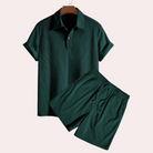 Shorts and Shirt Set - Corduroy - Polo T-Shirt - Two-Piece Set - Men's Summer Set-Fashion Men Set All-year-Chaps of London-Green-S-Chaps of London