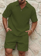 Shorts and Shirt Set - Men's Short Sleeve Polo Two-Piece Set for Summer-Men Set-Chaps of London-Green-S-Chaps of London