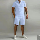 Shorts and T-Shirt Set | Polo | Short Sleeve | Two-Piece Set | Men's Summer Set-Korte Broek Heren-Chaps of London-Light Blue-S-Chaps of London