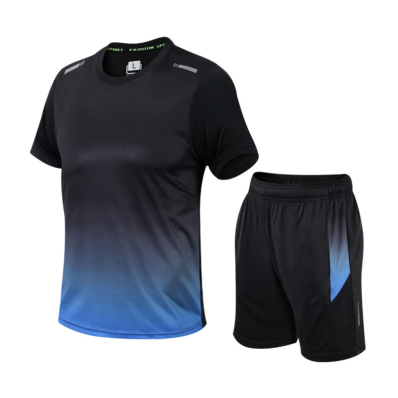 Shorts and T-Shirt Set - Quick Dry - Workout - Activewear Set - Men's Sportswear-Outfit Set-Chaps of London-Blue-S-Chaps of London