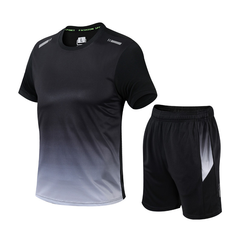 Shorts and T-Shirt Set - Quick Dry - Workout - Activewear Set - Men's Sportswear-Outfit Set-Chaps of London-Gray-S-Chaps of London