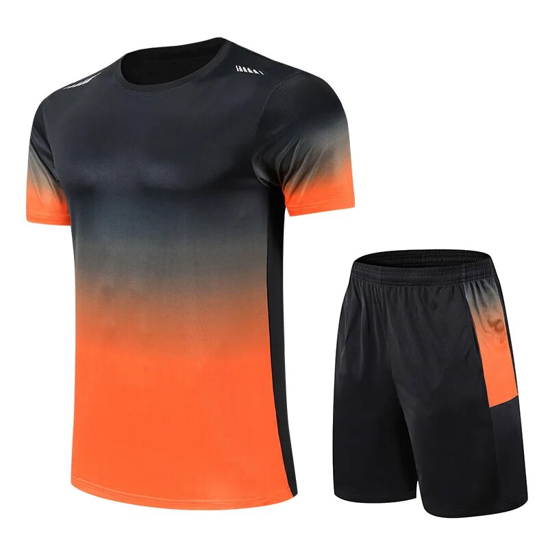 Shorts and T-Shirt Set - Quick Dry - Workout - Activewear Set - Men's Sportswear-Outfit Set-Chaps of London-Orange-S-Chaps of London