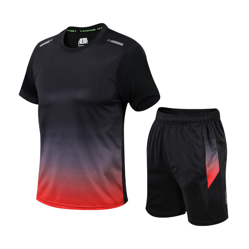 Shorts and T-Shirt Set - Quick Dry - Workout - Activewear Set - Men's Sportswear-Outfit Set-Chaps of London-Red-S-Chaps of London