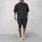 Shorts and Tshirt Set - Loose Fit - Oversized - Two-Piece Set - Men's Summer Clothes-Chaps of London-Black-M-Chaps of London