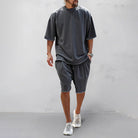 Shorts and Tshirt Set - Loose Fit - Oversized - Two-Piece Set - Men's Summer Clothes-Chaps of London-Dark Gray-M-Chaps of London