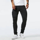 Skinny Cargo Jeans - Men's Stretch Slim Fit Cargo Jeans -Chaps of London-Black-S-Chaps of London