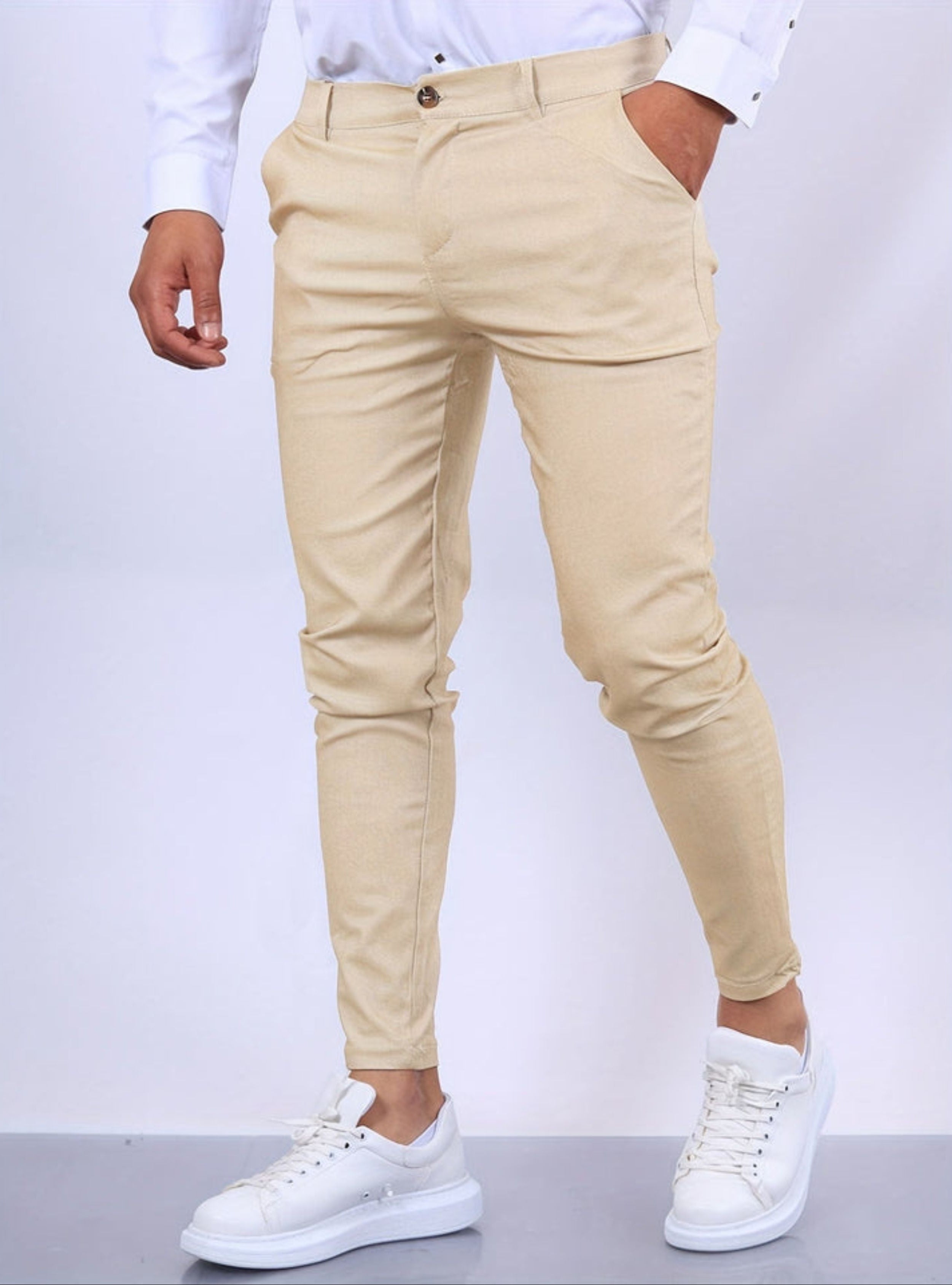 Skinny Chinos - Men's Casual Stretch Slim Fit Chino Pants-Skinny chino pants-Chaps of London-Apricot-XS-Chaps of London