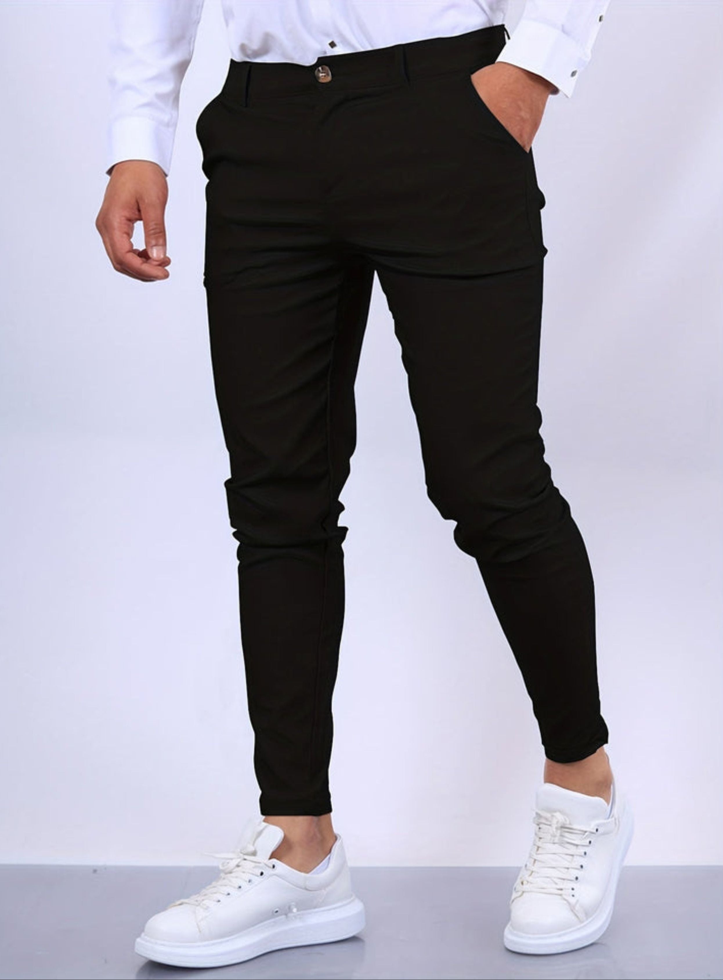 Skinny Chinos - Men's Casual Stretch Slim Fit Chino Pants-Skinny chino pants-Chaps of London-Deep Black-XS-Chaps of London