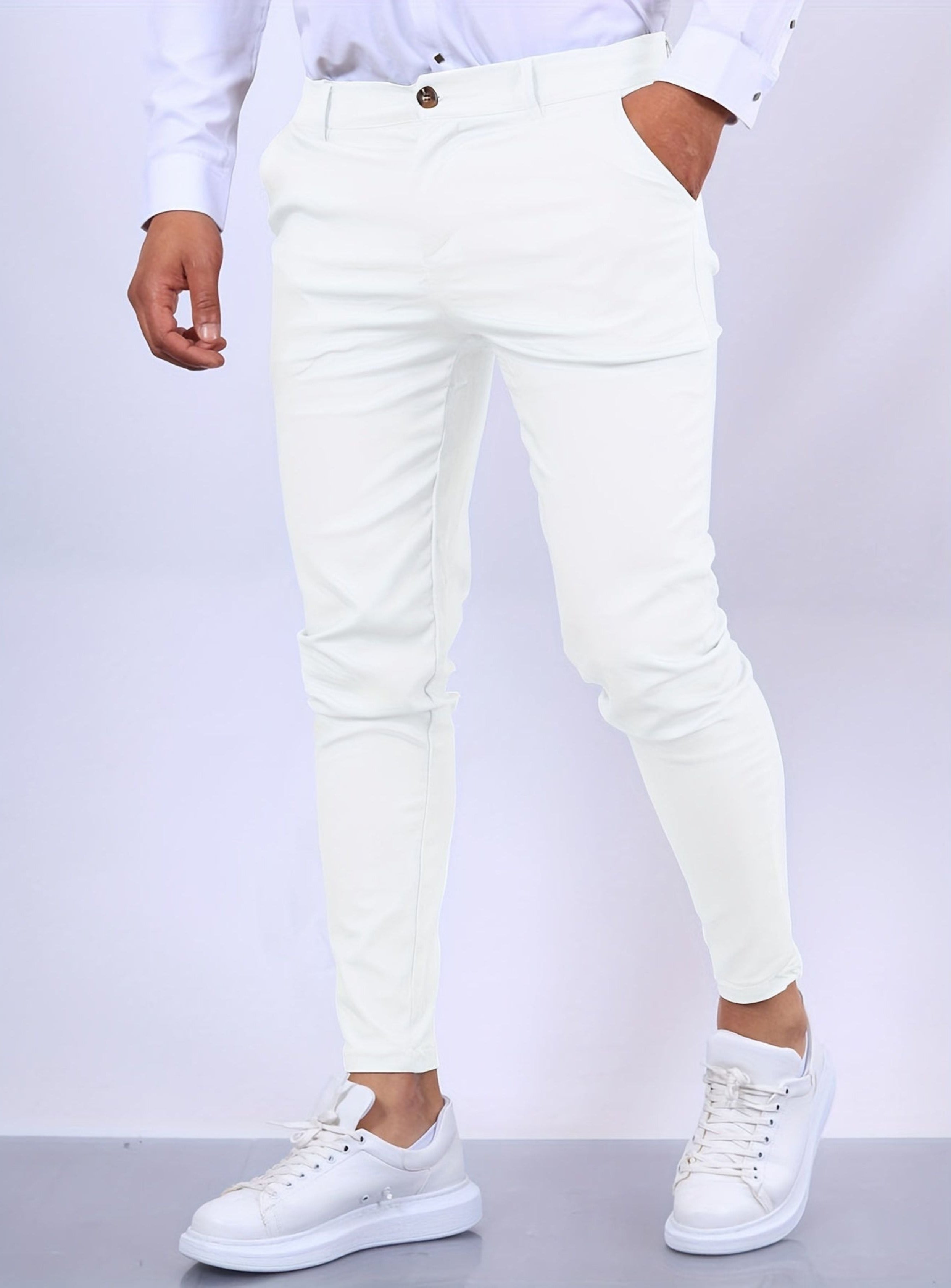 Skinny Chinos - Men's Casual Stretch Slim Fit Chino Pants-Skinny chino pants-Chaps of London-White-XS-Chaps of London