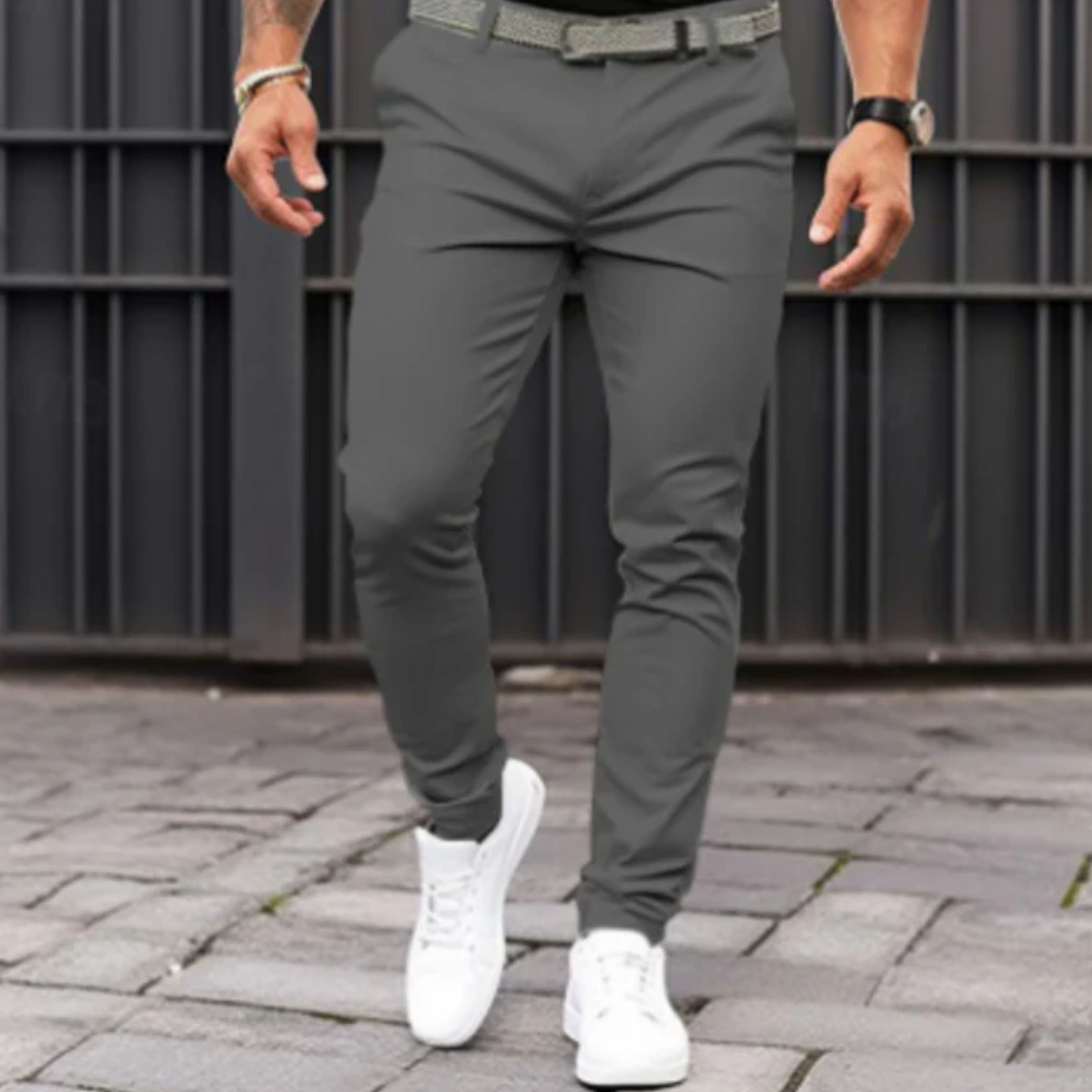 Skinny Chinos | Stretch | Slim Fit | Chino Pants | Men's Trousers-Trousers-Chaps of London-Dark Gray-S-Chaps of London