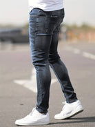 Skinny Jeans - Blue - Slim Fit - Ripped Jeans - Men's Jeans-jeans, Skinny jeans-Chaps of London-Chaps of London