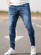 Skinny Jeans - Blue - Slim Fit - Ripped Jeans - Men's Jeans-jeans, Skinny jeans-Chaps of London-Chaps of London