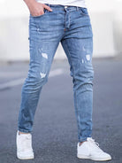 Skinny Jeans - Blue - Slim Fit - Ripped Jeans - Men's Jeans-jeans, Skinny jeans-Chaps of London-Chaps of London