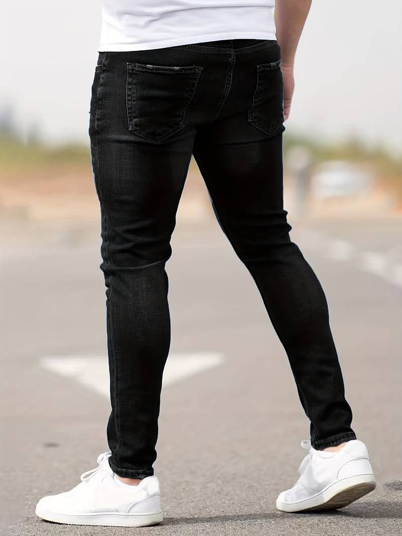 Skinny Jeans - Blue - Slim Fit - Ripped Jeans - Men's Jeans-jeans, Skinny jeans-Chaps of London-Chaps of London