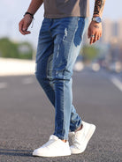 Skinny Jeans - Blue - Slim Fit - Ripped Jeans - Men's Jeans-jeans, Skinny jeans-Chaps of London-Chaps of London