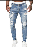 Skinny Jeans - Blue - Slim Fit - Ripped Jeans - Men's Jeans-jeans, Skinny jeans-Chaps of London-Chaps of London