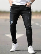Skinny Jeans - Blue - Slim Fit - Ripped Jeans - Men's Jeans-jeans, Skinny jeans-Chaps of London-Chaps of London
