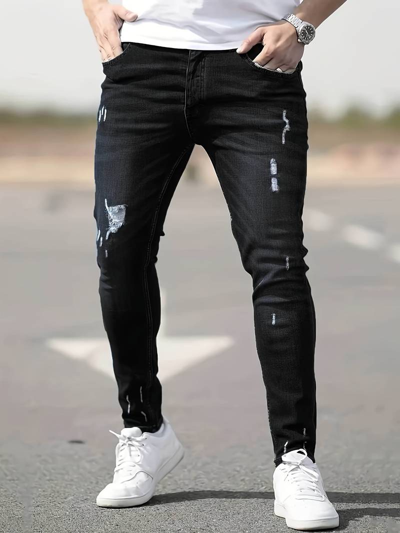 Skinny Jeans - Blue - Slim Fit - Ripped Jeans - Men's Jeans-jeans, Skinny jeans-Chaps of London-Chaps of London
